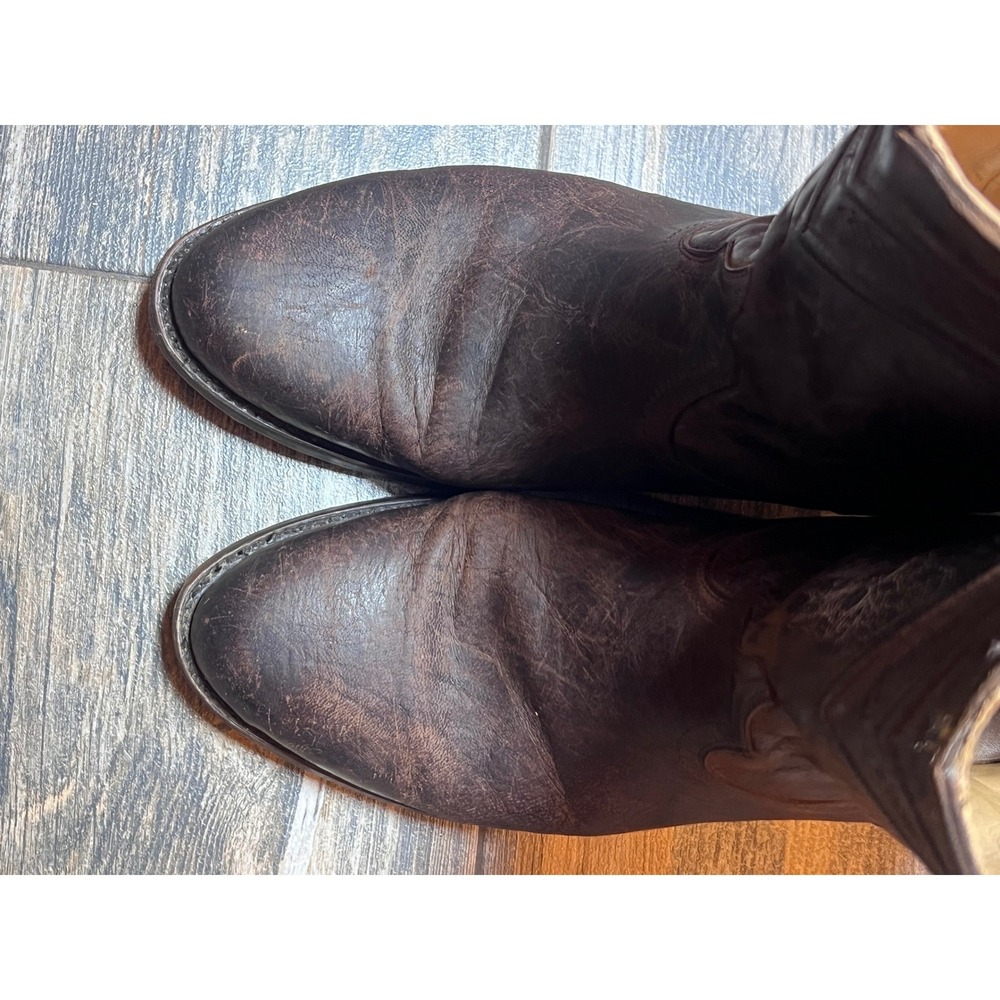 JRC & Sons Mens Brown Distressed Leather Western Roper Cowboy Boots Size 9 EE - Picture 8 of 15